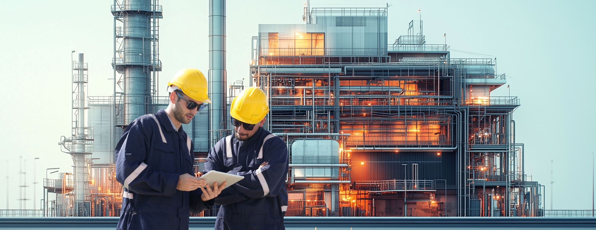 Workers in power plant